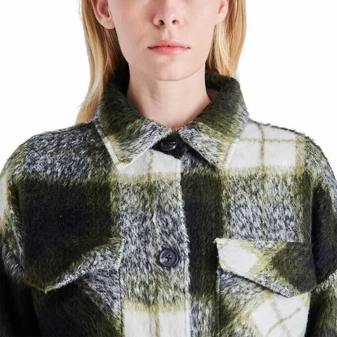 Steve Madden Women's Long Button Up Front Pocket Shirt Jacket4