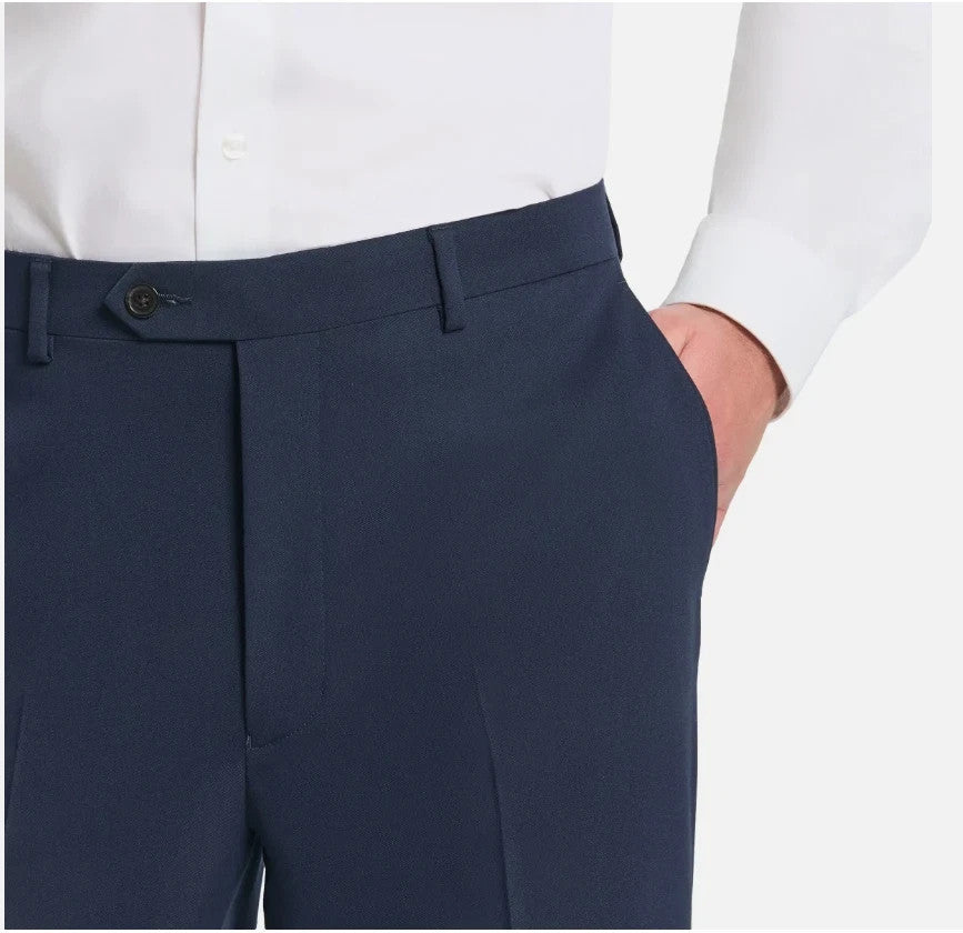 Chaps Mens Classic Fit Flat Front Navy Blue Dress Pants Suit Trousers 36x303