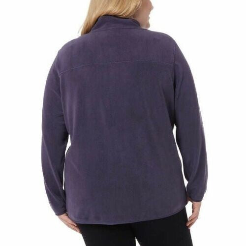 32 Degrees Women Snap Arctic Fleece Pullover Gray Navy L4