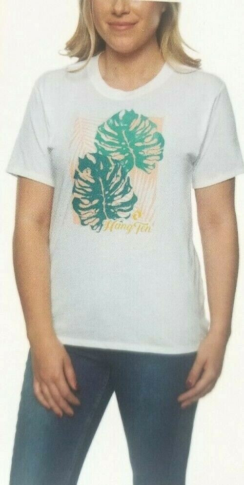 New Women's Hang Ten premier Tee Crew Neck T Shirt Short Sleeve White Large2