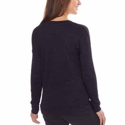 New Women Kirkland Signature Ladies Long Sleeve V Neck Top Small Navy Marled S2