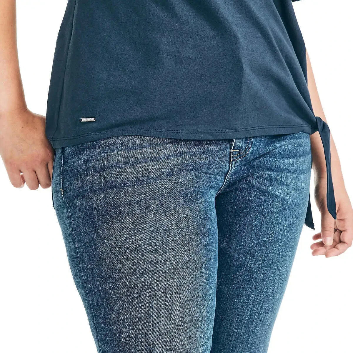 Nautica Women's Lightweight Cotton Side Tie Shirt Top1