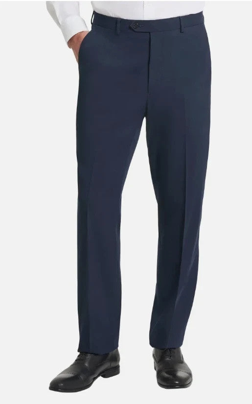 Chaps Mens Classic Fit Flat Front Navy Blue Dress Pants Suit Trousers 36x300