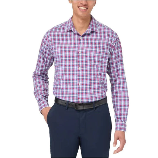 Kirkland Signature Mens Performance Sport Dress Shirt XL 17-17.5 32/33 Plaid S40