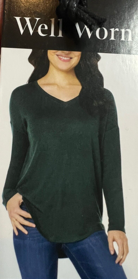 Well Worn Ladies' V Neck Long Sleeve Top Large0