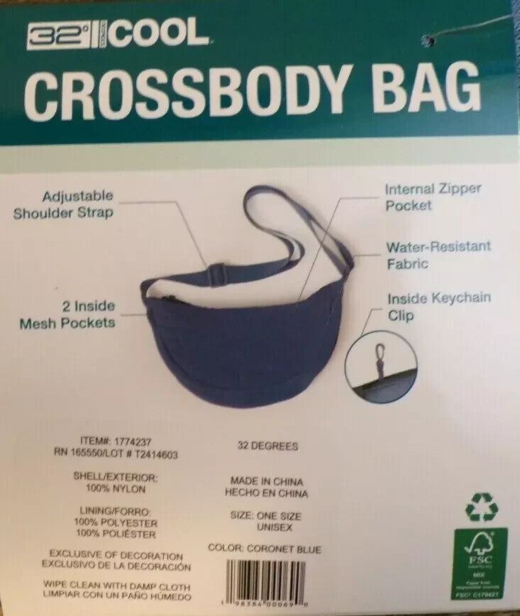 32 Degrees Unisex Coronet Blue Crossbody Bag Water Resistant1