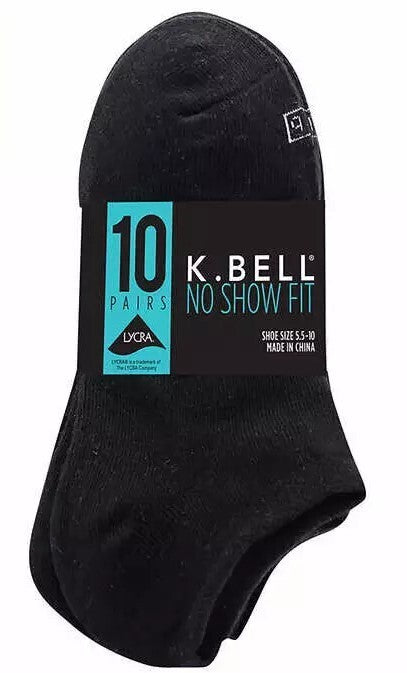 K. Bell 10 Pairs Ladies' No Show Socks Super Soft Cotton0