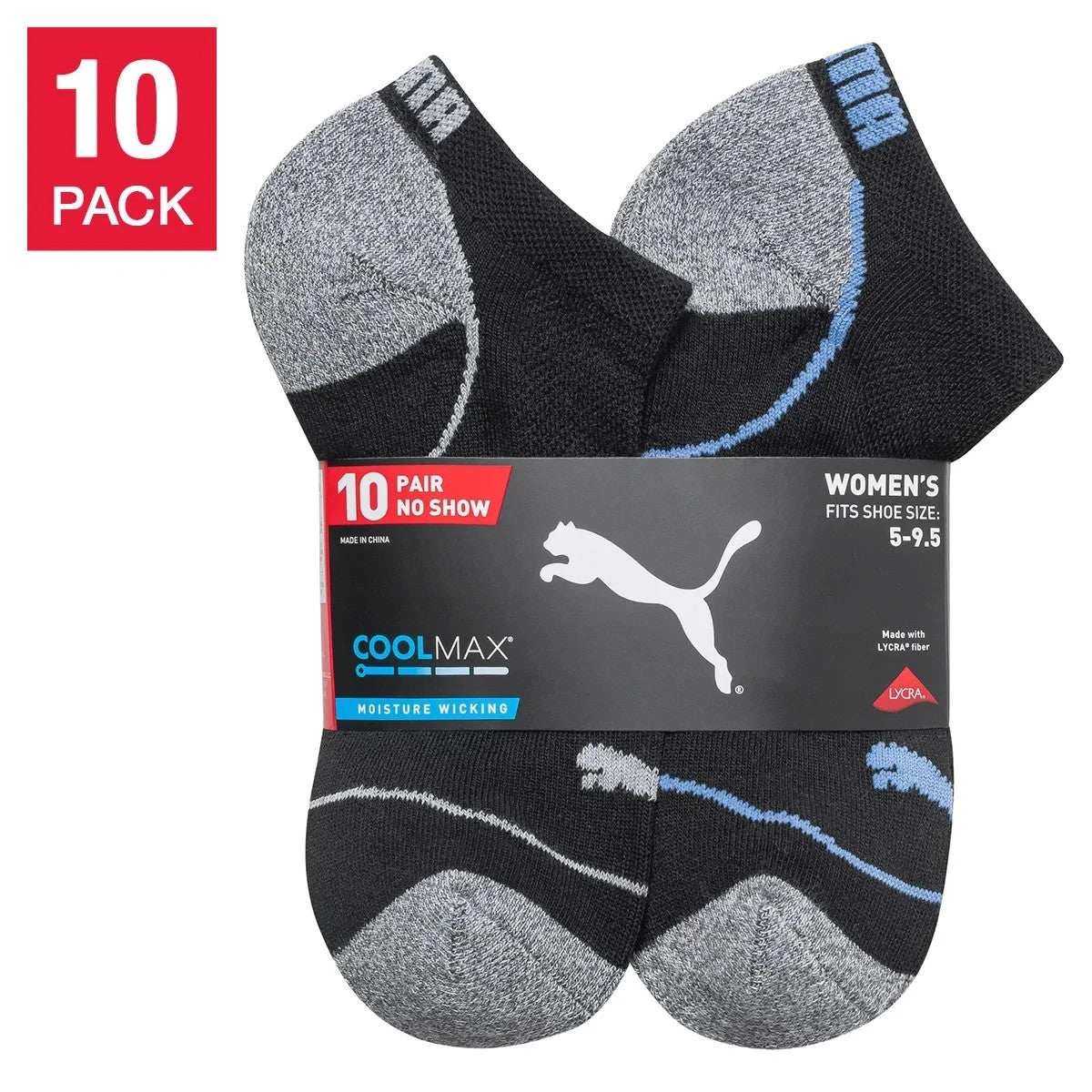 PUMA Ladies' No Show 10 Pair Socks1
