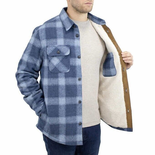 Jachs New York Men Flannel Blue Plaid Shirt Jacket XXL0