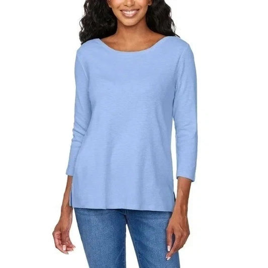 Kirkland Signature Women's  3/4 Sleeve Boatneck Slub Tee Shirt0