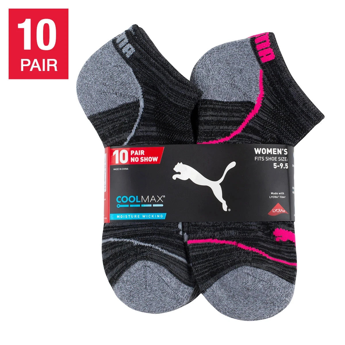 PUMA Ladies' No Show 10 Pair Socks0