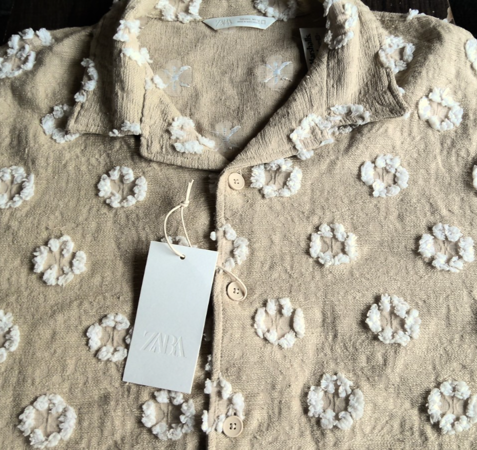 ZARA Men's Raised Embroided Short Sleeve Shirt5